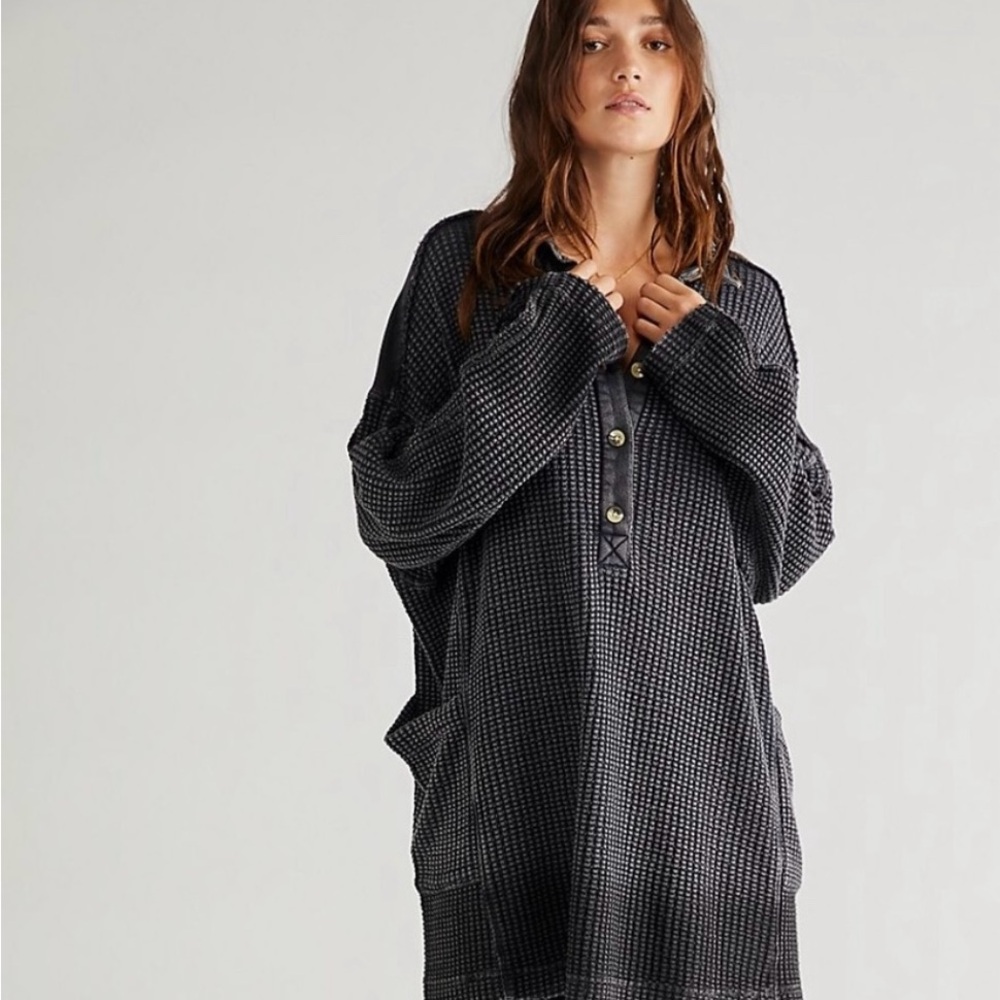Free People Wilder Polo Ovetsized Shirt Dress